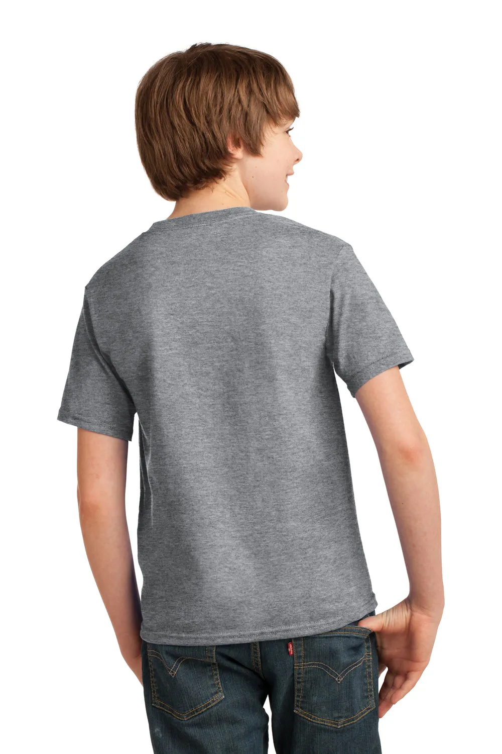 Port & Company T-shirt à manches courtes col rond pour jeunes - Gris chiné