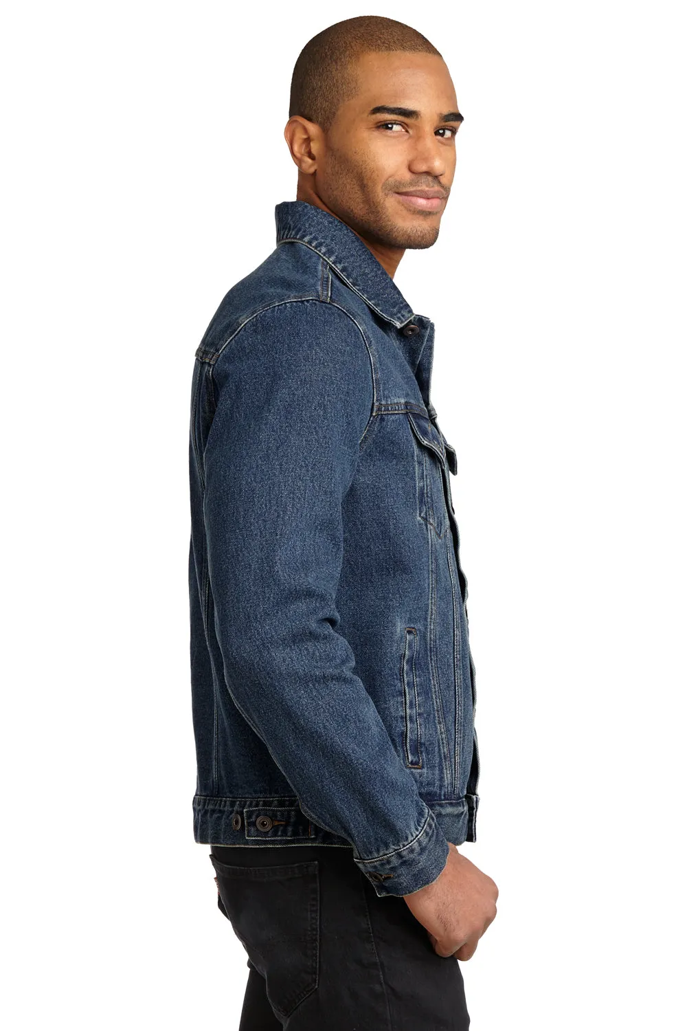 Veste en denim délavé pour hommes Port Authority - Bleu denim