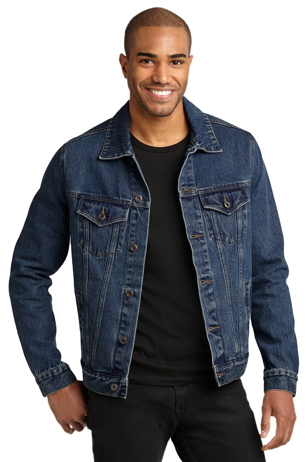 Veste en denim délavé pour hommes Port Authority - Bleu denim
