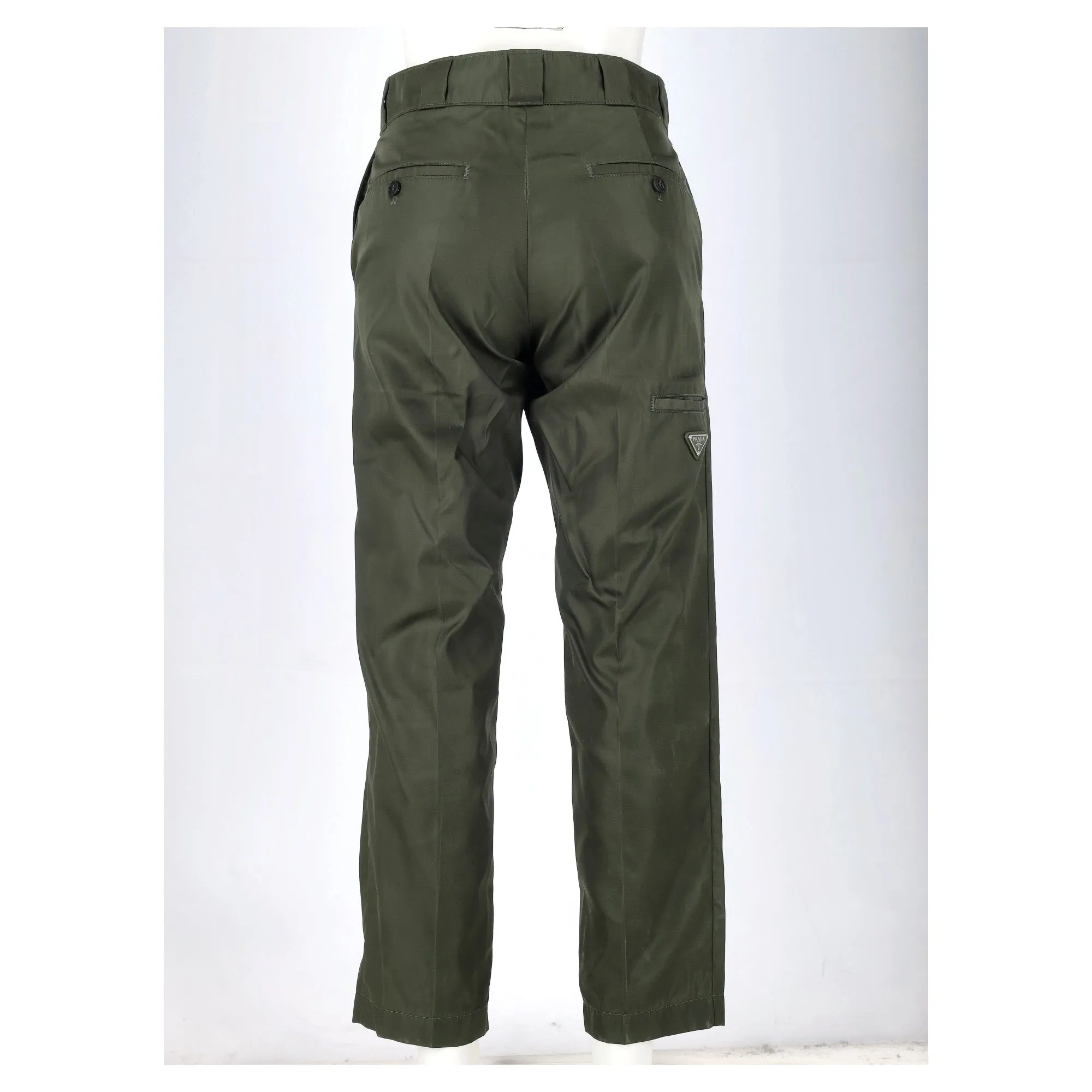 Pantalon Prada à logo triangle en nylon vert