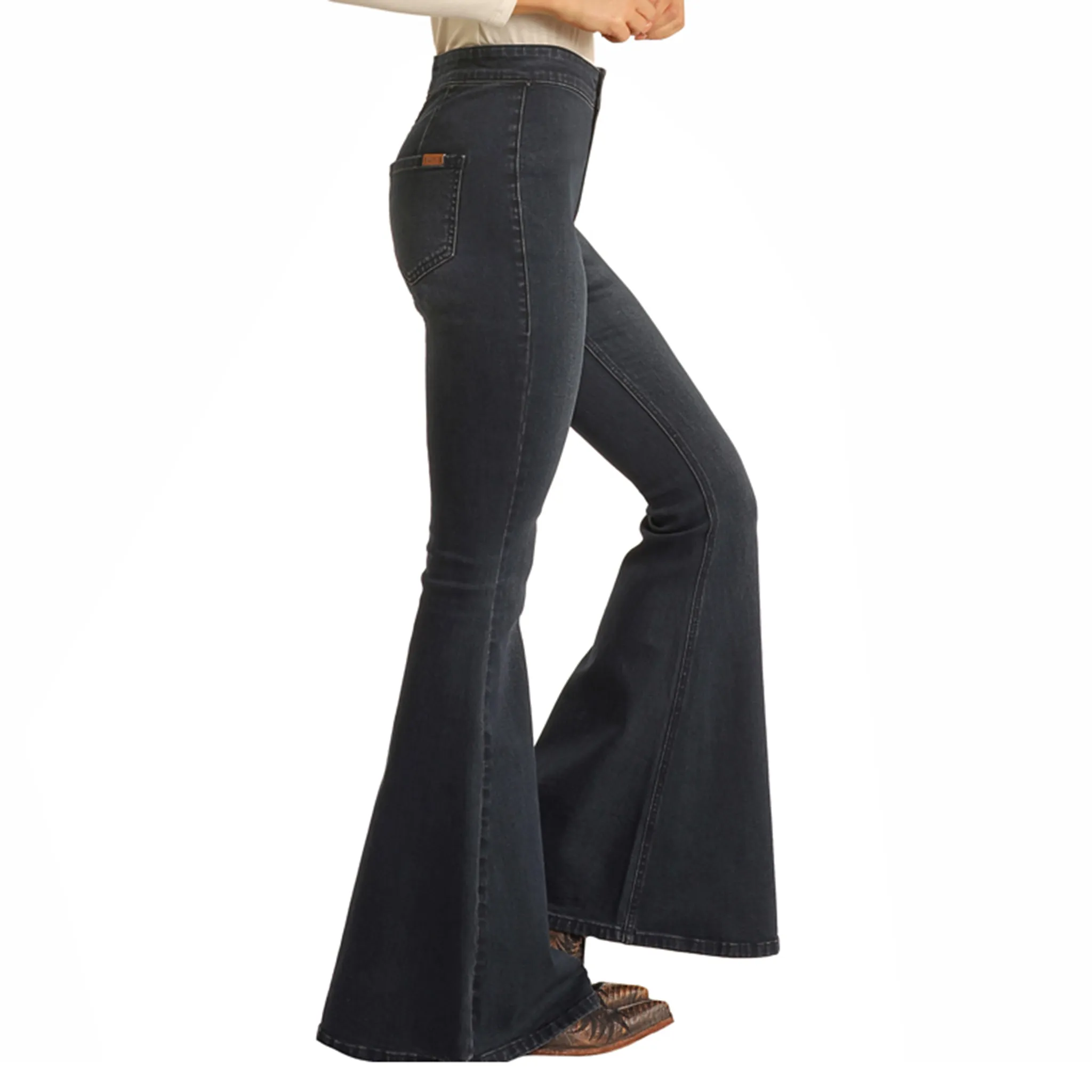 Rock & Roll Cowgirl Pantalon à Pattes Évasées Haute Taille