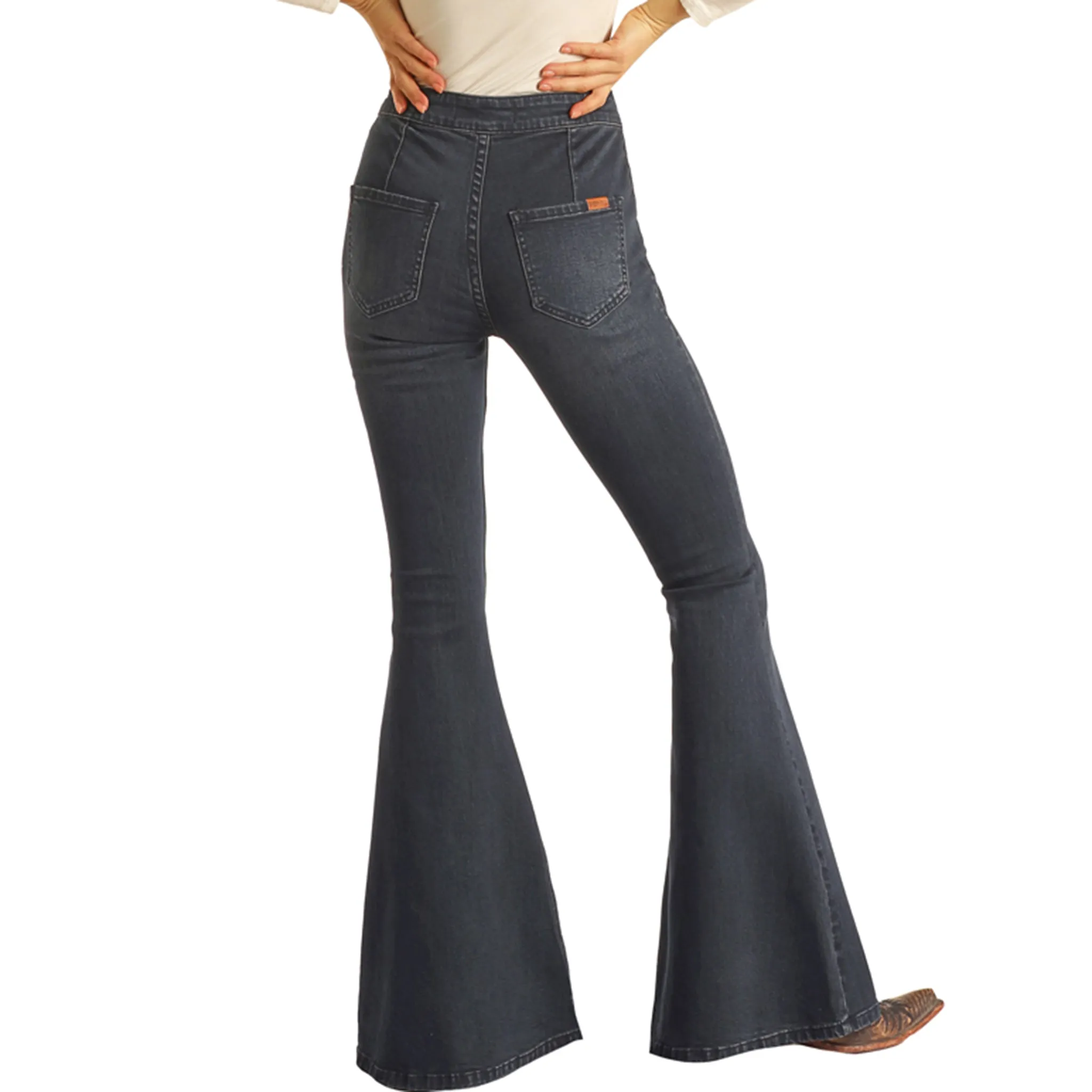 Rock & Roll Cowgirl Pantalon à Pattes Évasées Haute Taille