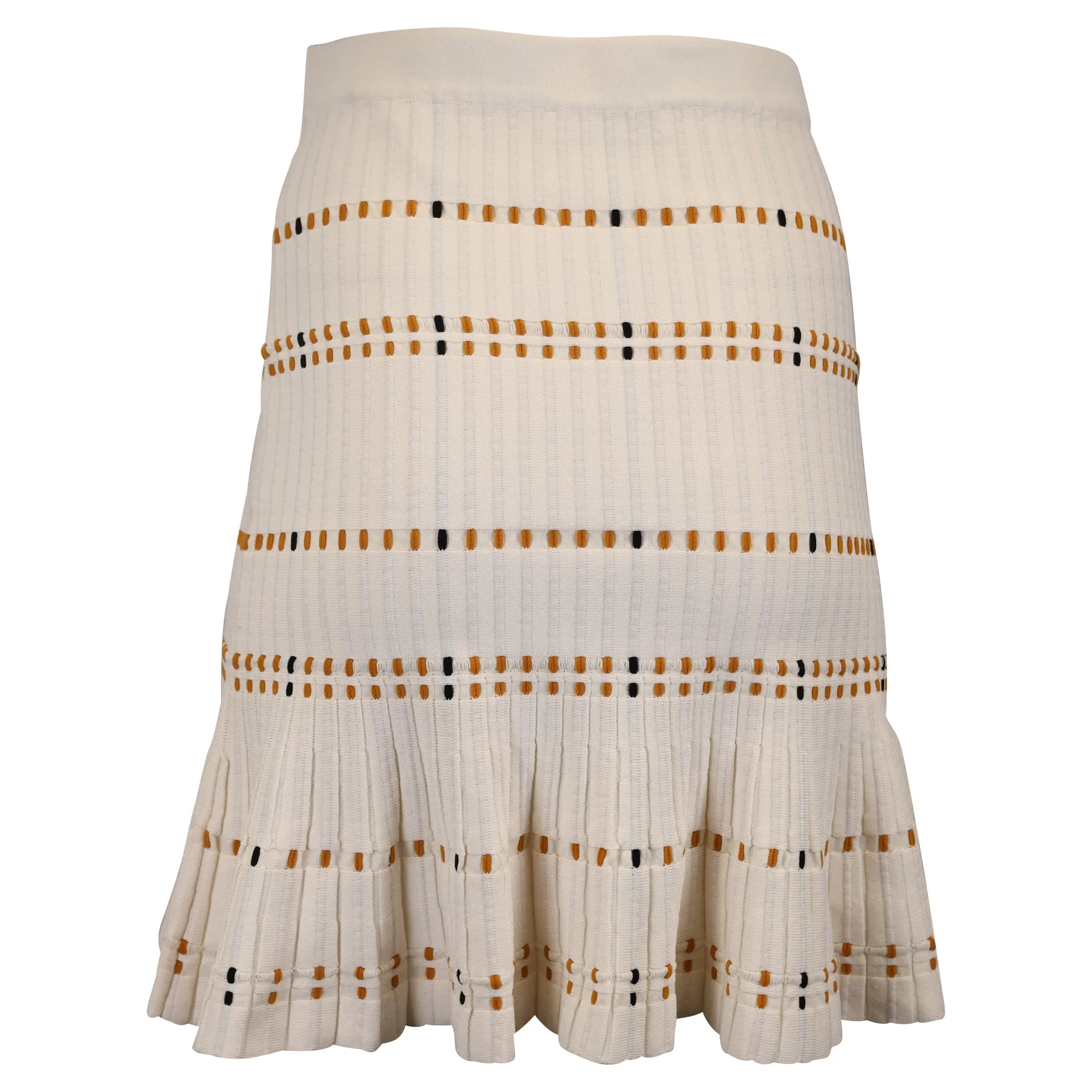 Sandro Paris Jupe Mini en Coton Crème à Effet Stretch