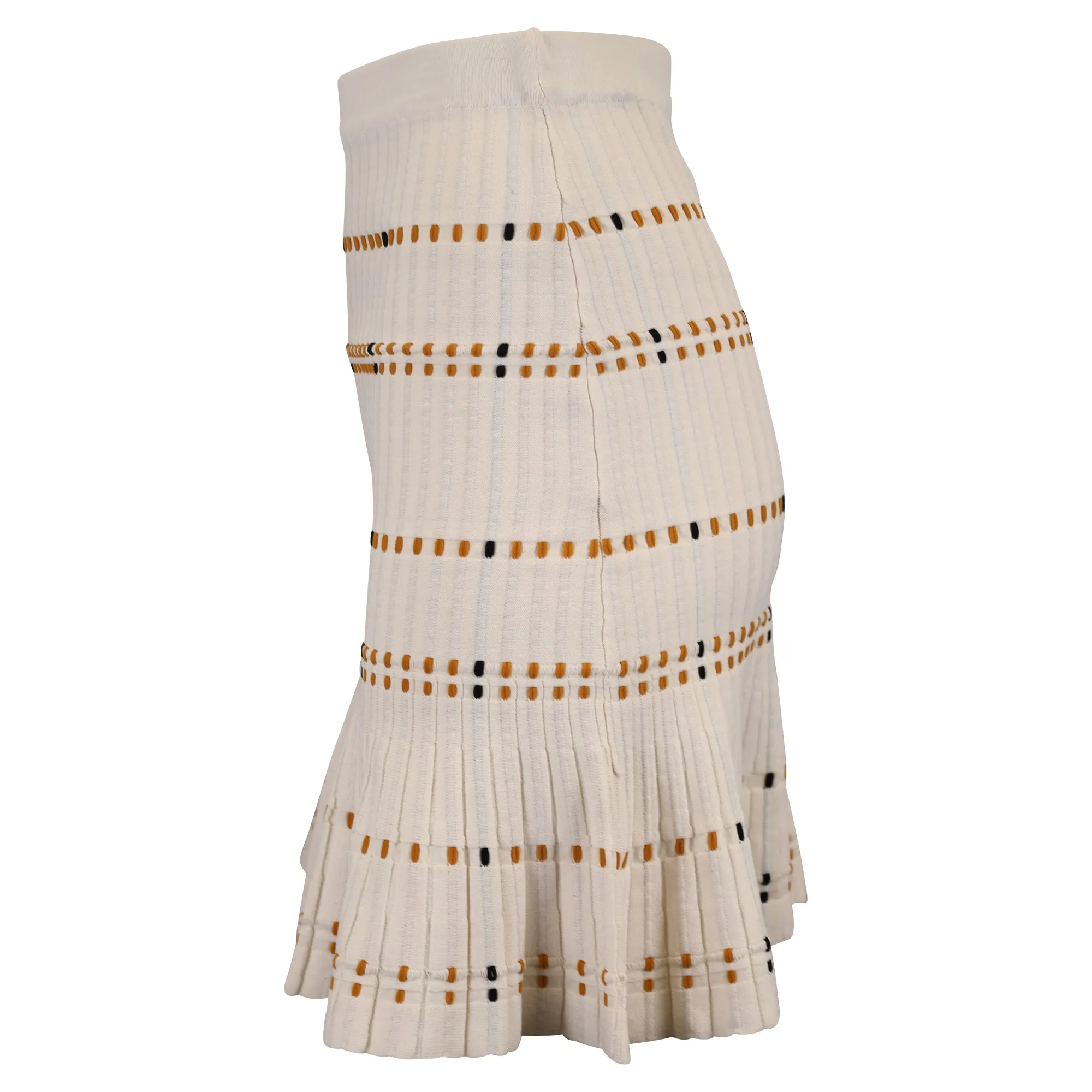 Sandro Paris Jupe Mini en Coton Crème à Effet Stretch