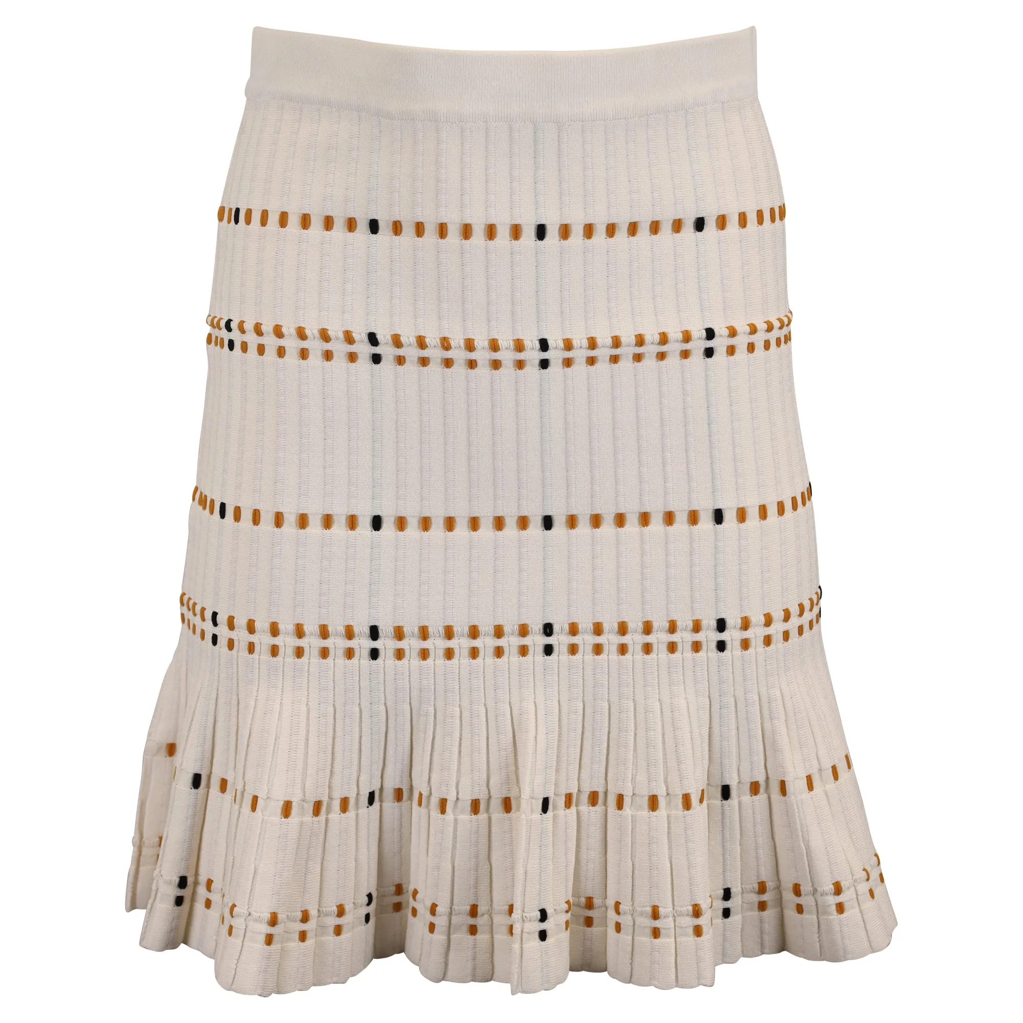 Sandro Paris Jupe Mini en Coton Crème à Effet Stretch