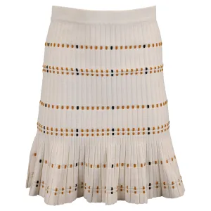 Sandro Paris Jupe Mini en Coton Crème à Effet Stretch