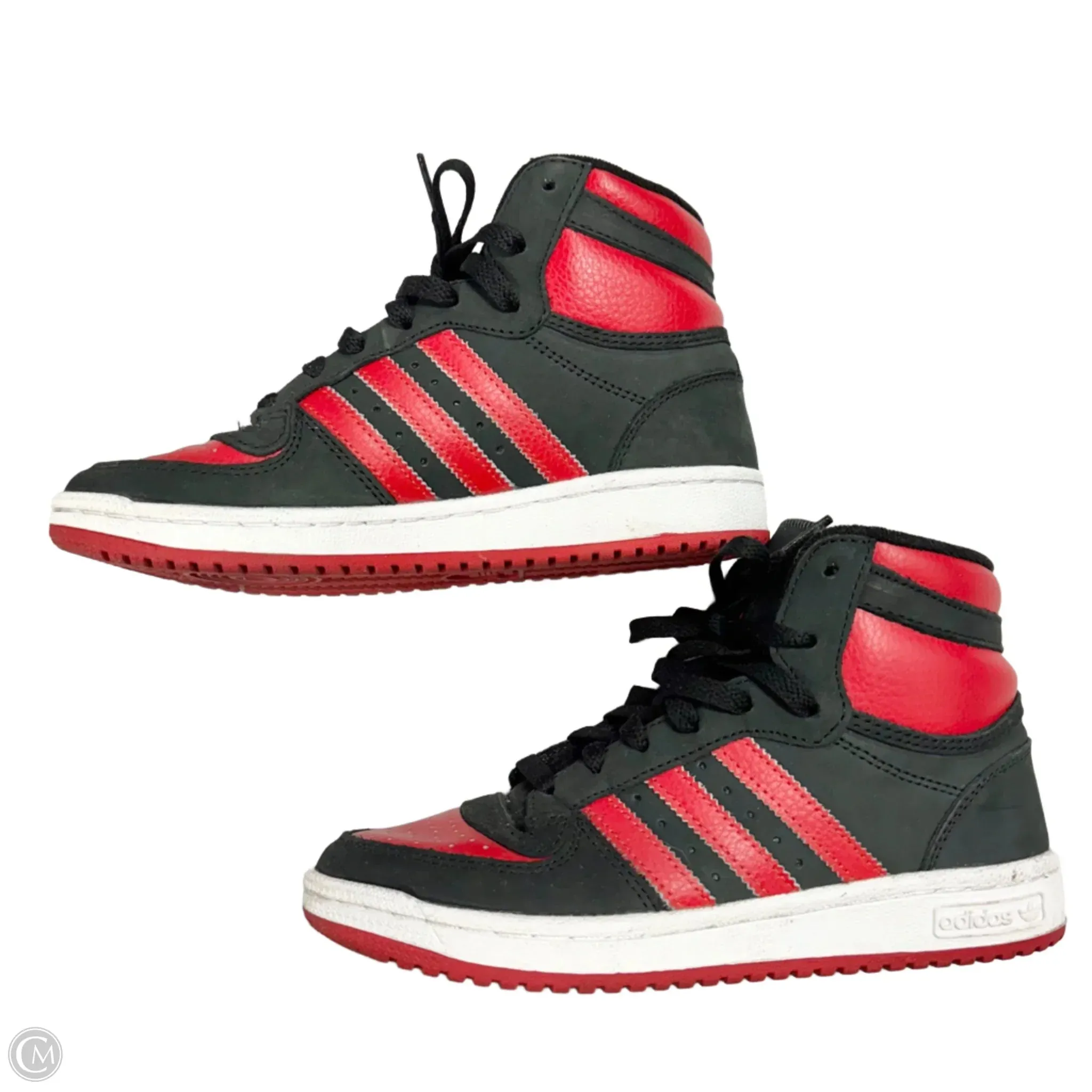 Chaussures Sneakers par Adidas en Noir & Rouge, Taille : 7