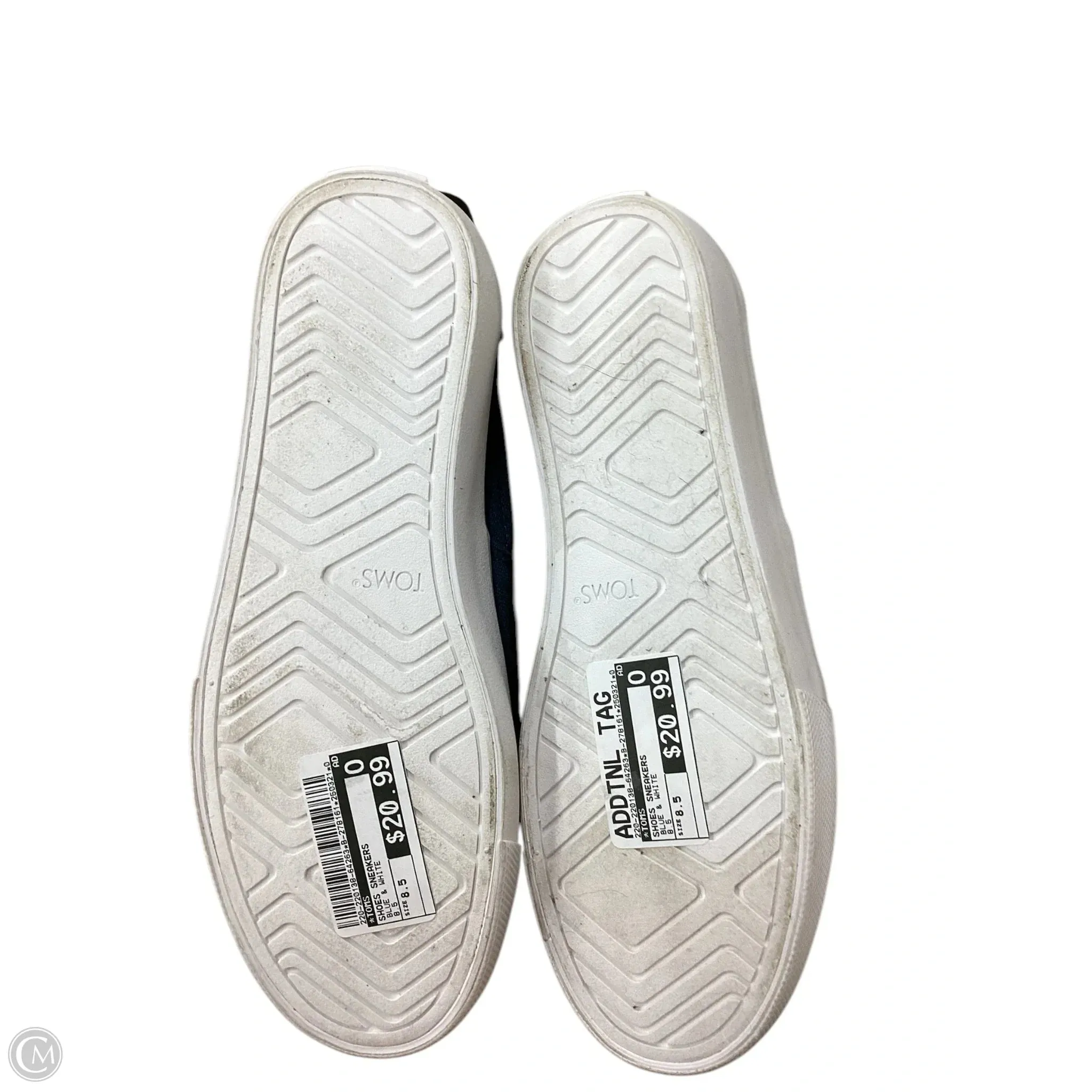 Chaussures Sneakers Par Toms En Bleu & Blanc, Taille : 8.5