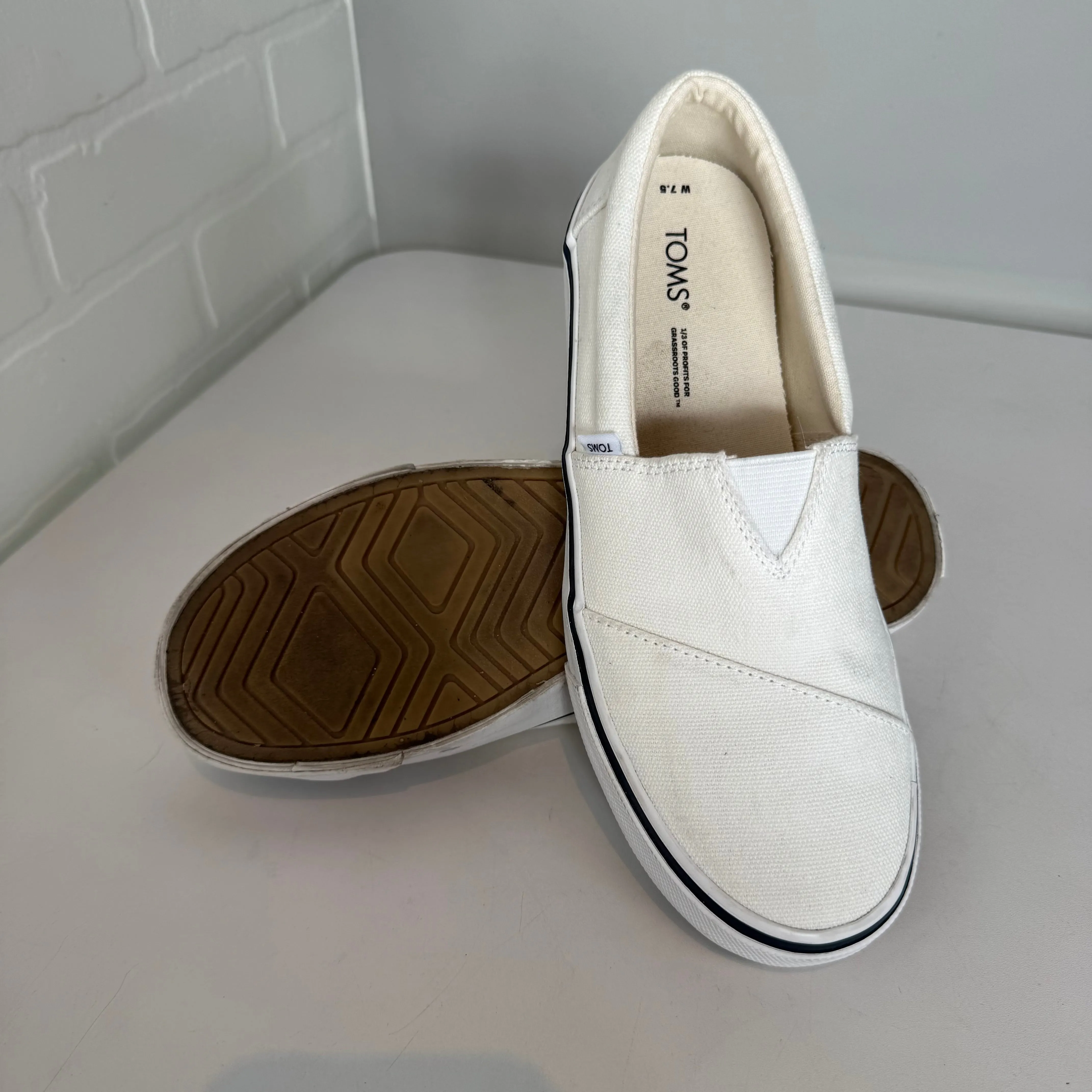 Chaussures Sneakers Par Toms En Blanc, Taille : 7.5