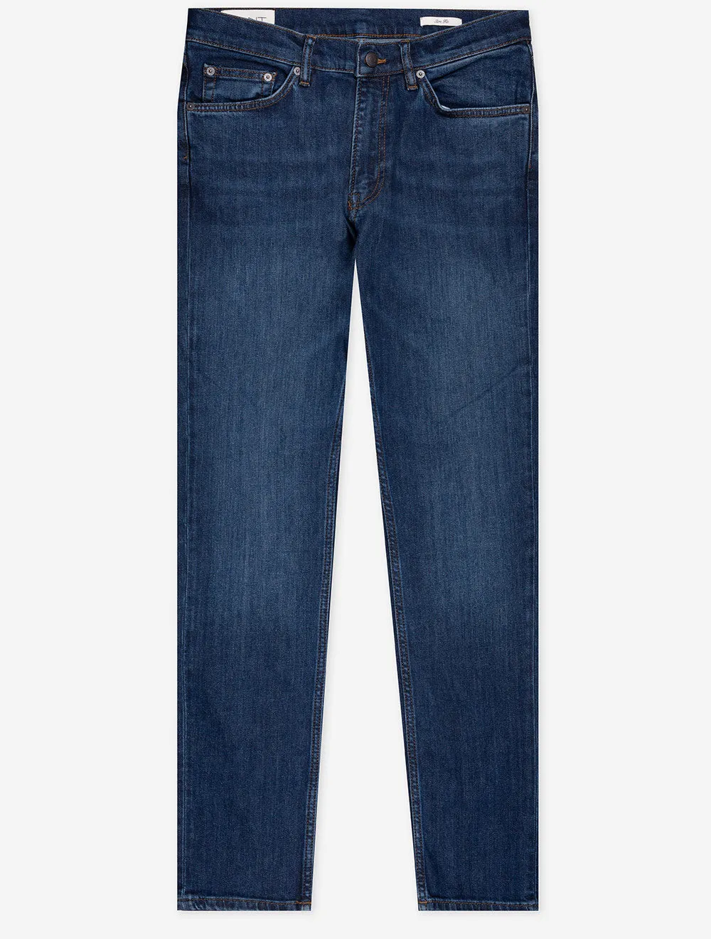 Jeans Slim Bleu Foncé Usagé