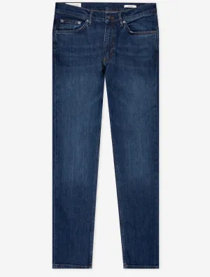 Jeans Slim Bleu Foncé Usagé