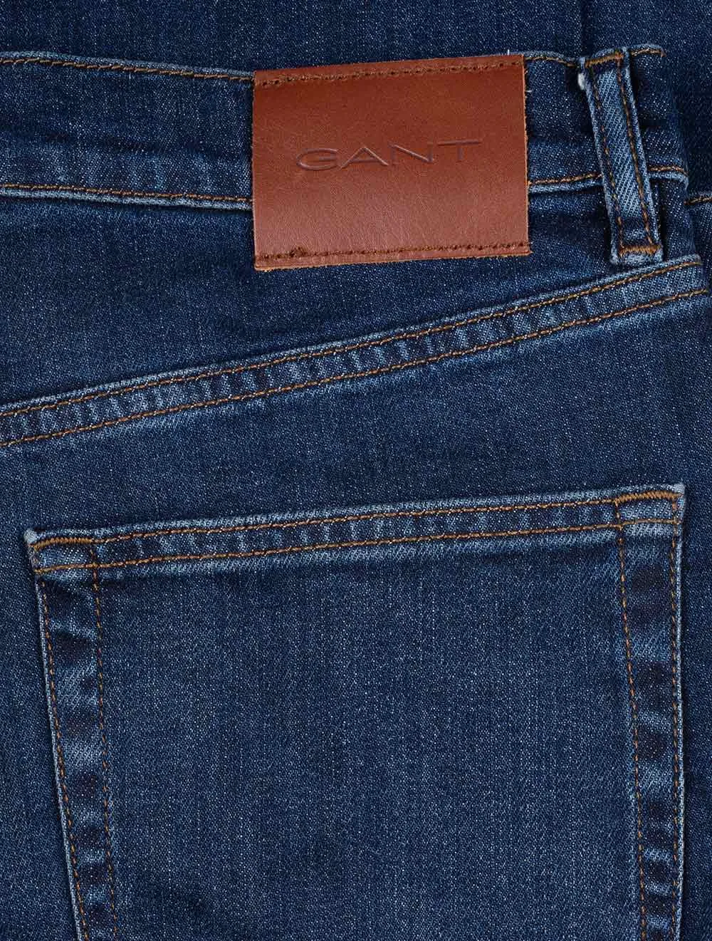 Jeans Slim Bleu Foncé Usagé