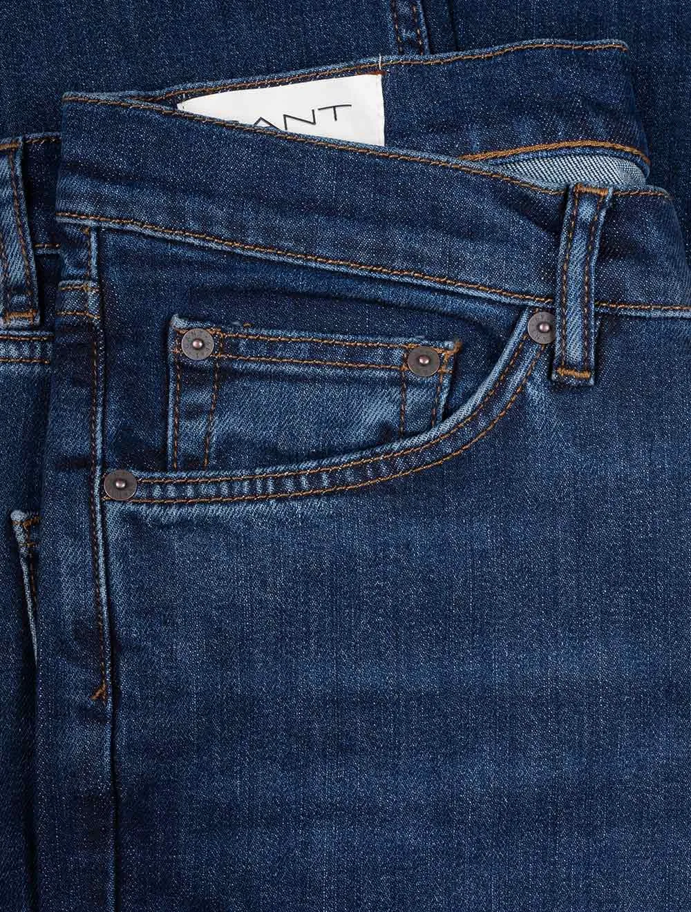 Jeans Slim Bleu Foncé Usagé
