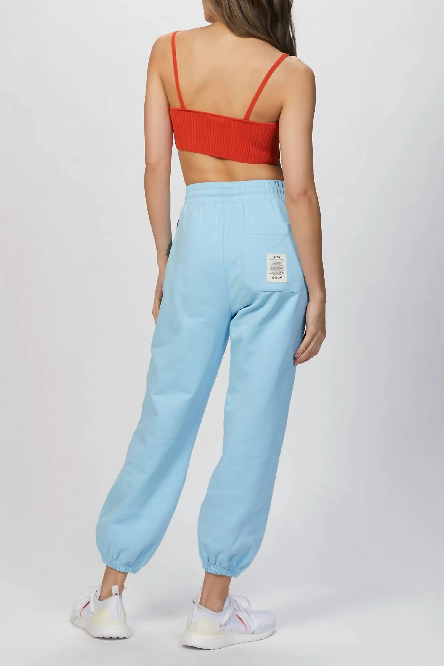 Pantalon de survêtement à imprimé slogan en bleu clair