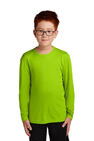 Sport-Tek Youth Competitor Moisture Wicking Long Sleeve Crewneck T-Shirt - Lime Shock Green