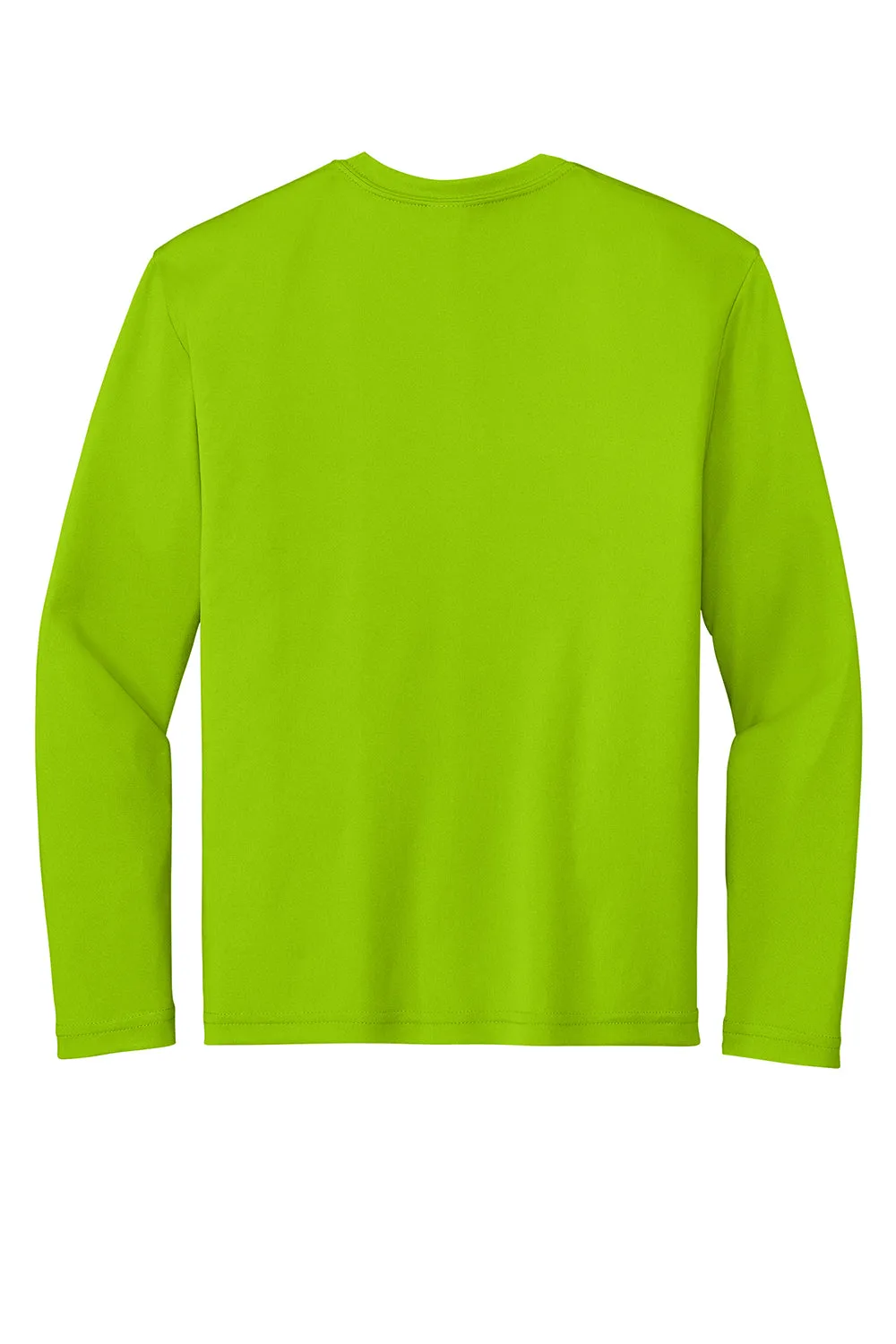 Sport-Tek T-shirt à manches longues et col rond pour jeunes compétiteurs, évacuant l'humidité - Vert choc citron
