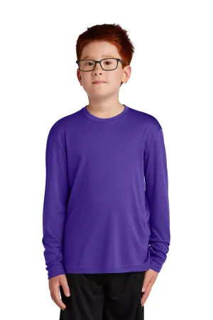 Sport-Tek Youth Competitor Moisture Wicking Long Sleeve Crewneck T-Shirt - Purple