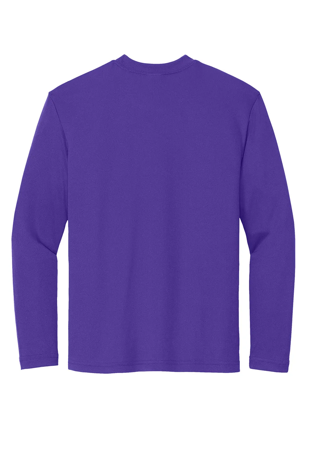 Sport-Tek T-shirt à manches longues et col rond pour jeunes compétiteurs, évacuant l'humidité - Violet