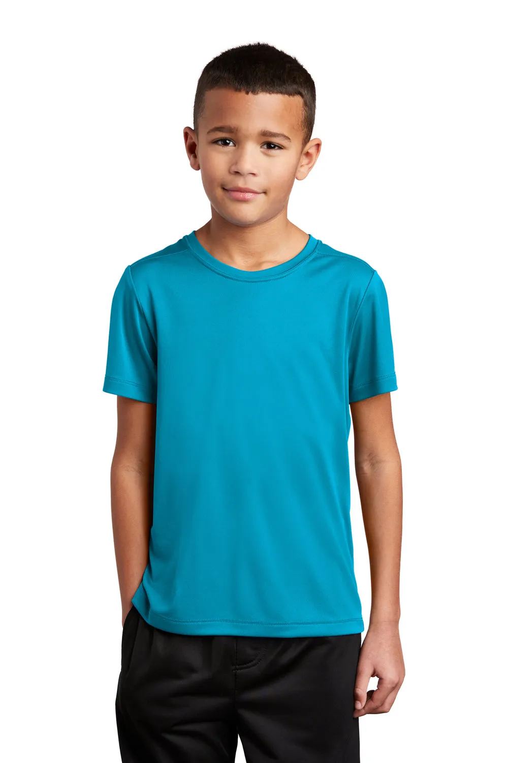 Sport-Tek T-shirt pour jeunes à manches courtes et col rond évacuant l'humidité - Bleu saphir