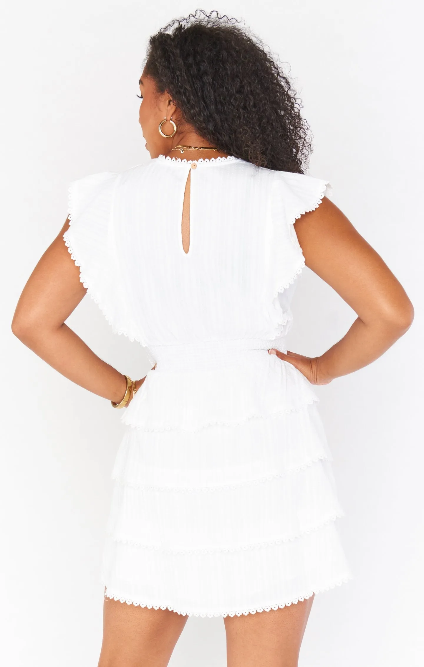Robe mini à volants douce ~ Blanc