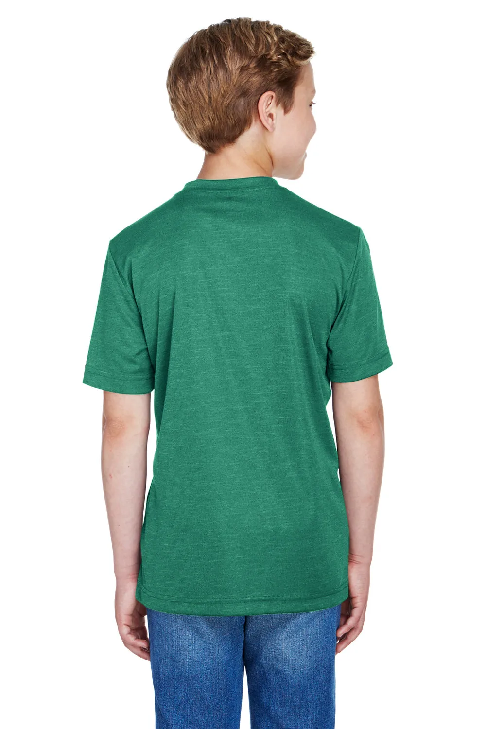 T-shirt à manches courtes et col rond Team 365 Youth Sonic Performance Heather avec évacuation de l'humidité - Vert forêt mélangé