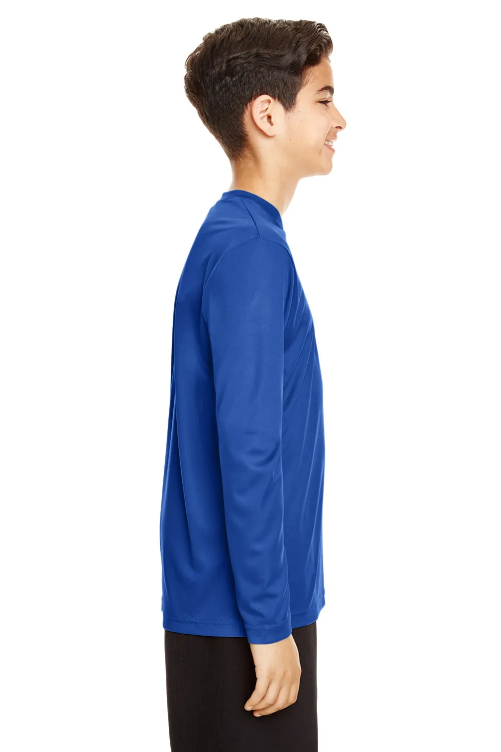 T-shirt à manches longues en maille crewneck performant anti-humidité Team 365 Youth Zone - Bleu royal