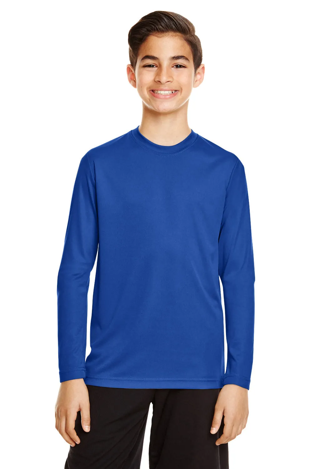 T-shirt à manches longues en maille crewneck performant anti-humidité Team 365 Youth Zone - Bleu royal