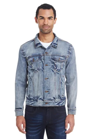 Veste en denim à boutons pour hommes Threadfast Apparel - Bleu clair