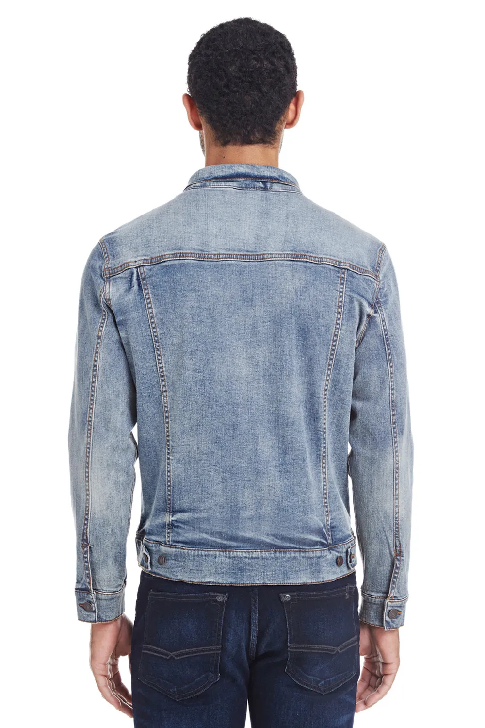 Veste en denim à boutons pour hommes Threadfast Apparel - Bleu clair