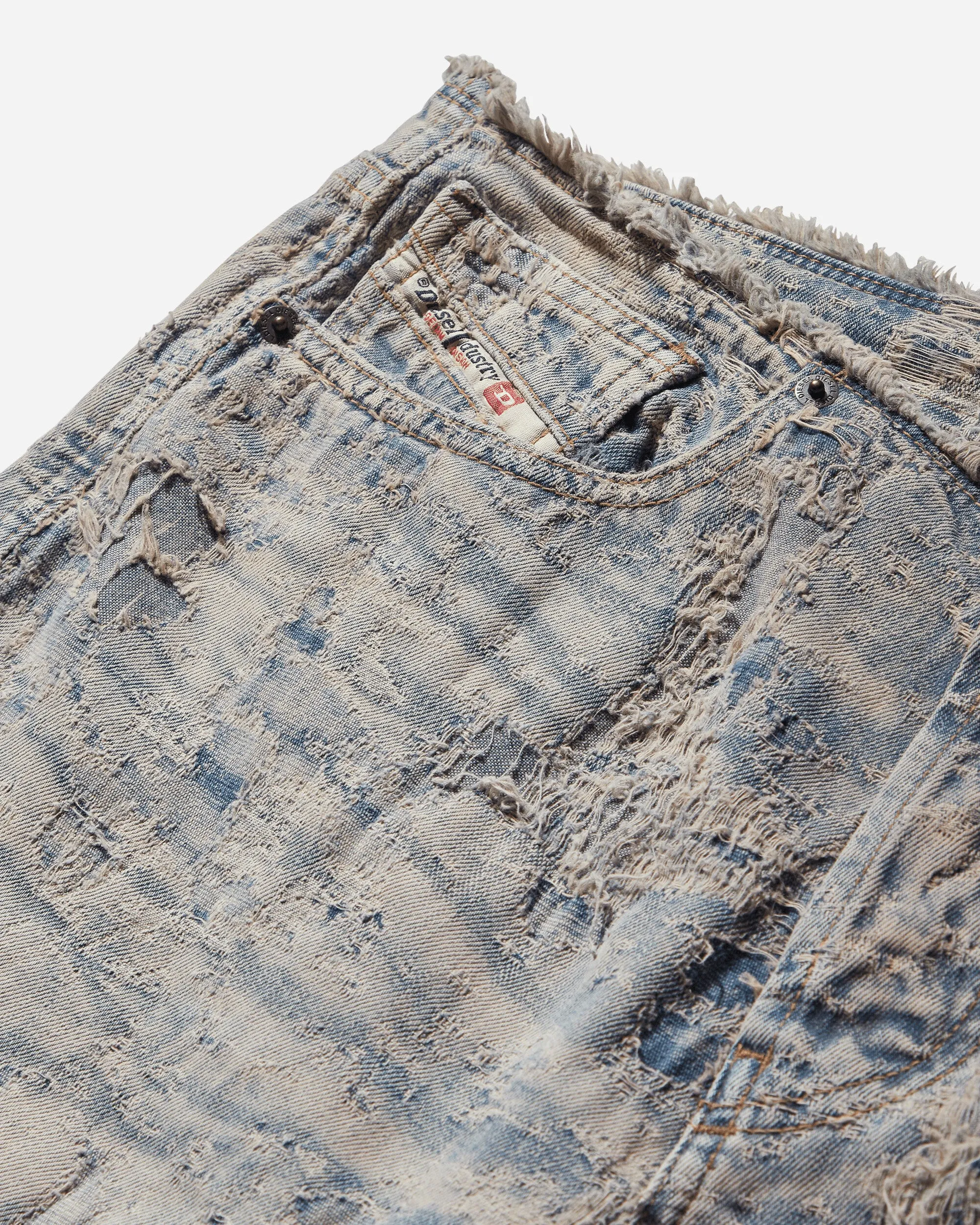 Pantalon droit en denim délavé D-Arker pour femme - Bleu