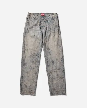 Pantalon droit en denim délavé D-Arker pour femme - Bleu