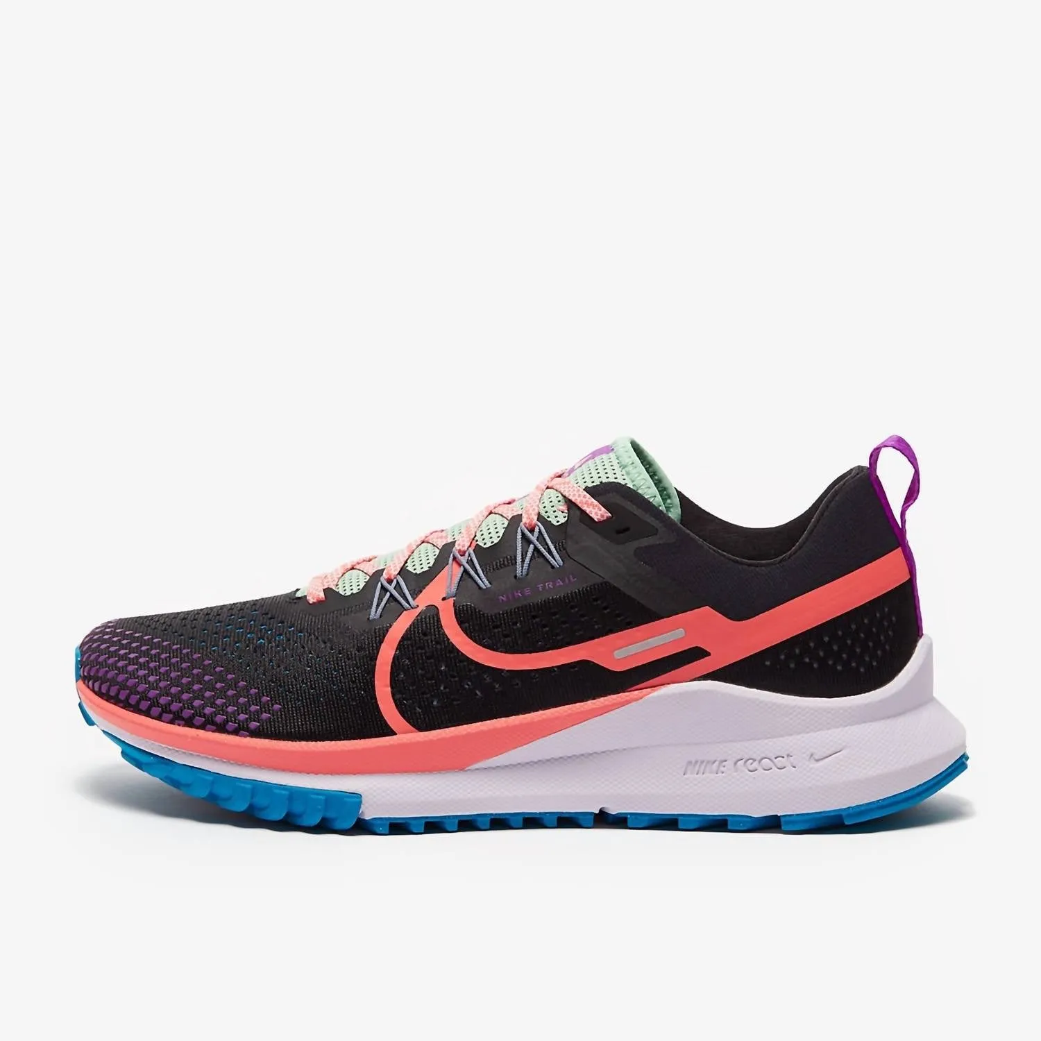 Chaussure de trail React Pegasus 4 pour femme en noir/magie braise-violet