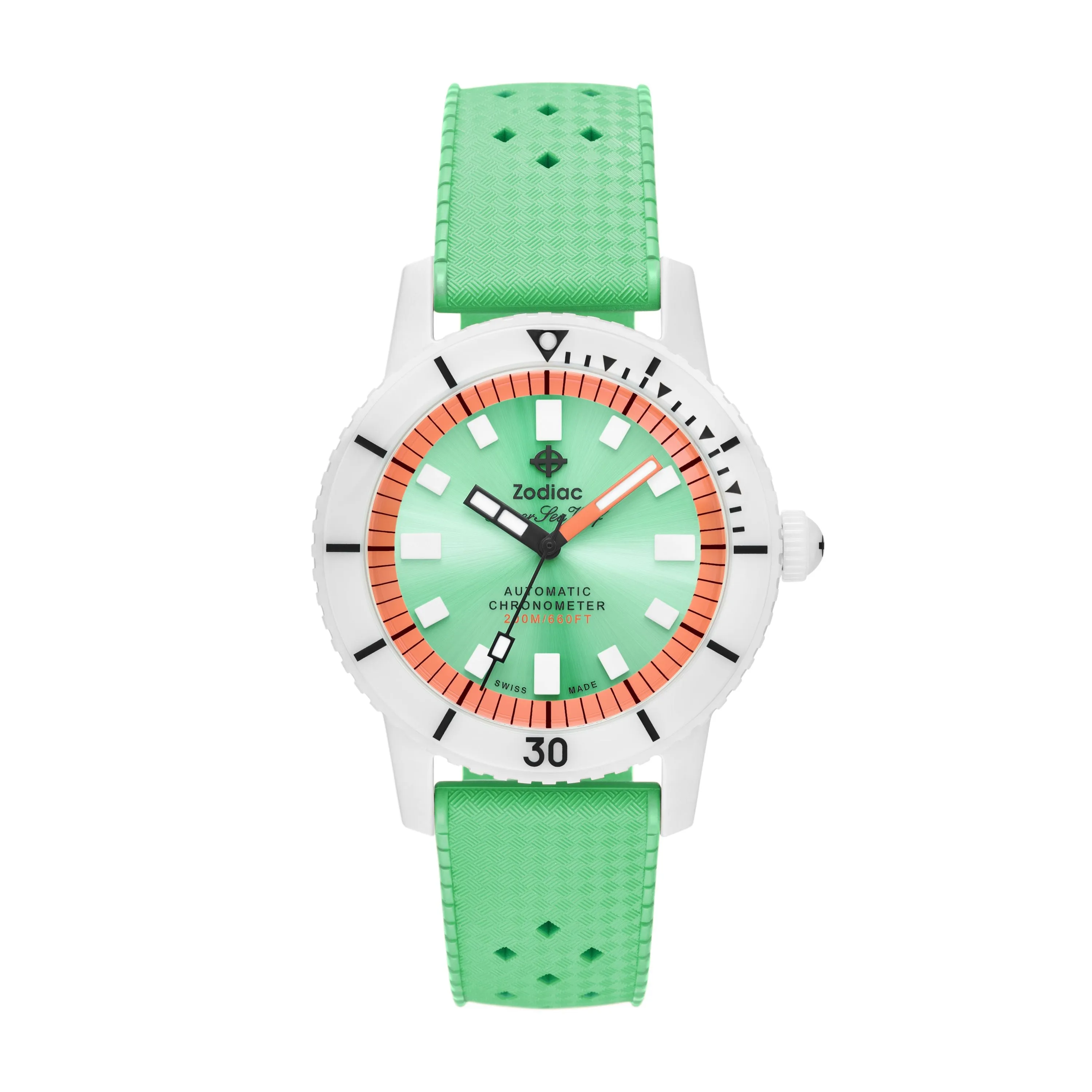 Zodiac Unisex Super Sea Wolf Compression Automatique, Montre en Céramique Blanche chaussures ecco