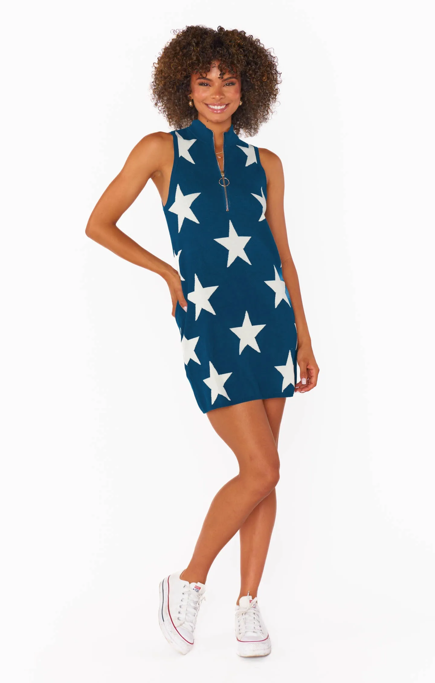 Robe Zoe Zip ~ Maille Étoiles Marine